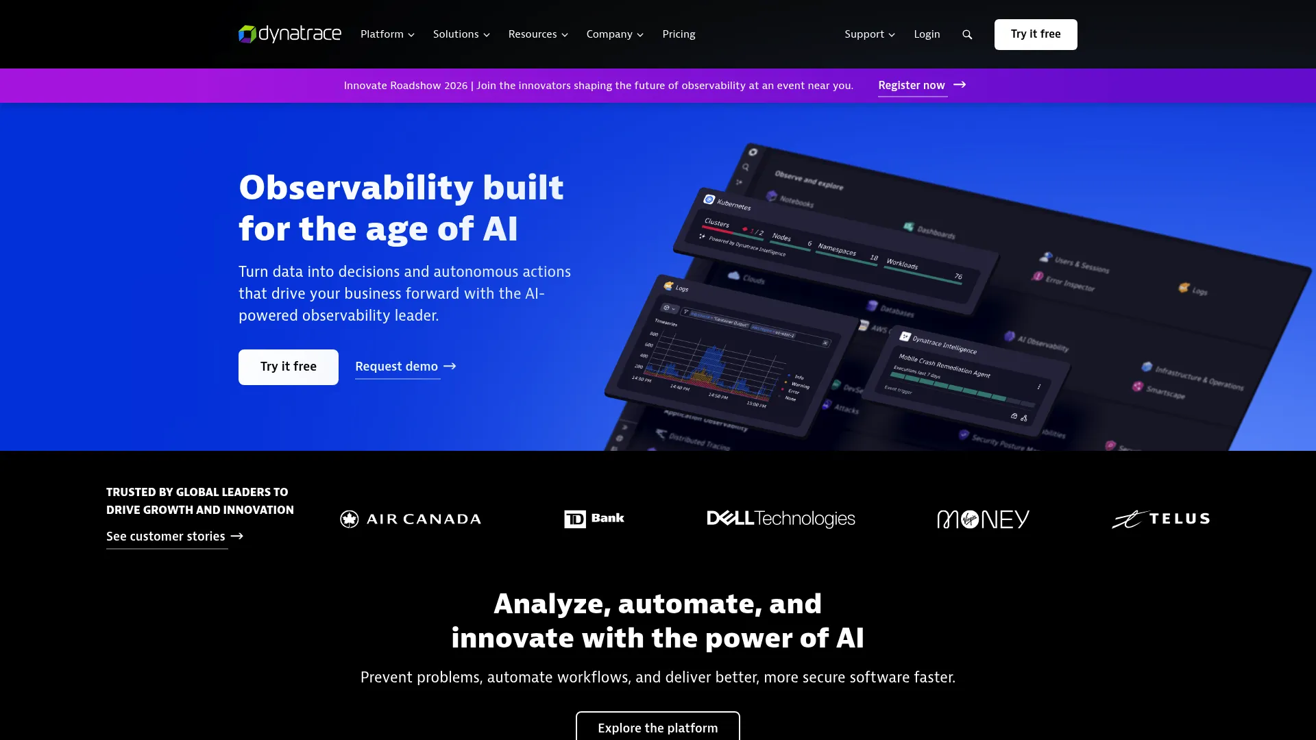 Dynatrace AI-powered observability platform