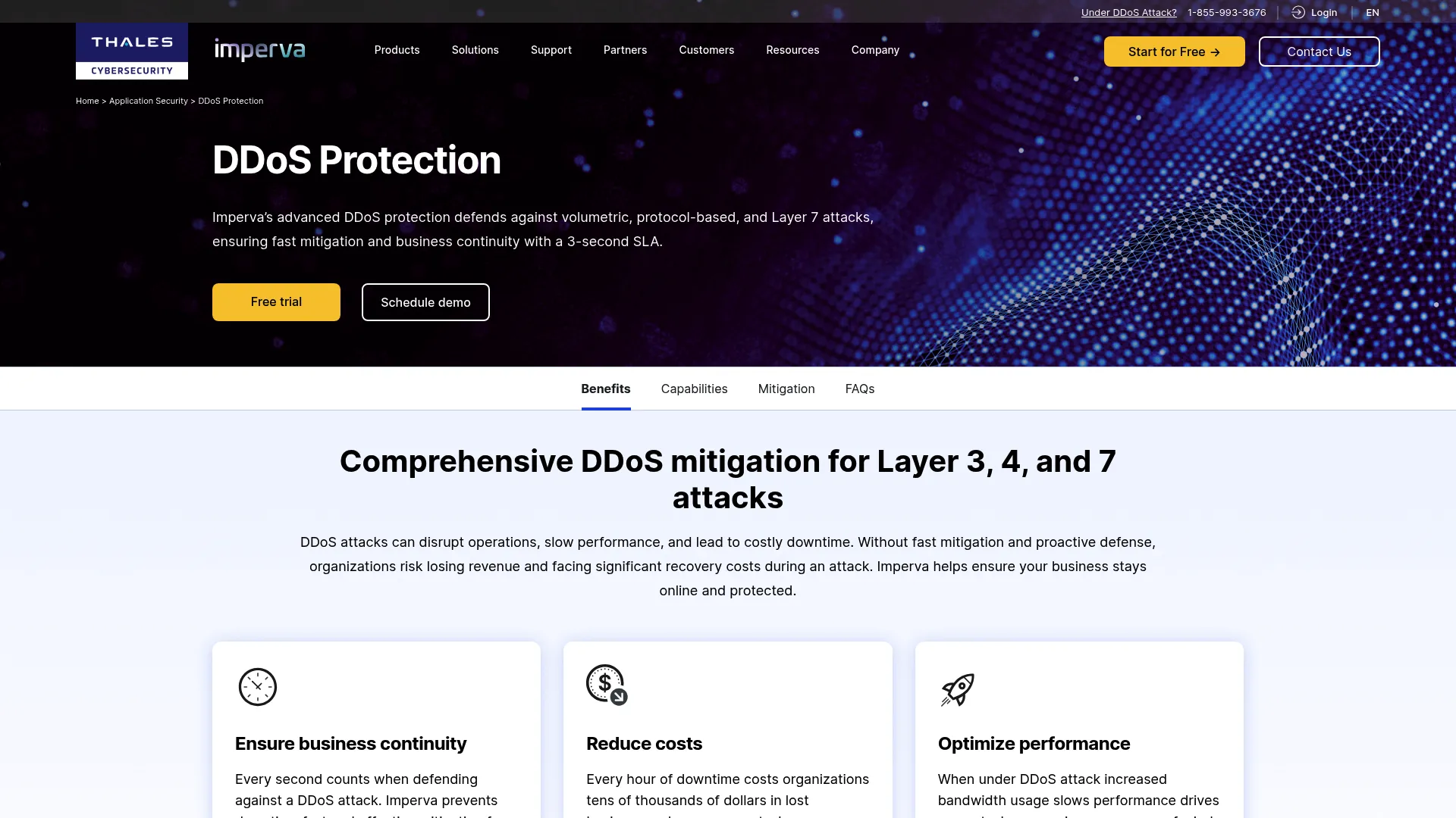 Imperva DDoS Protection product page
