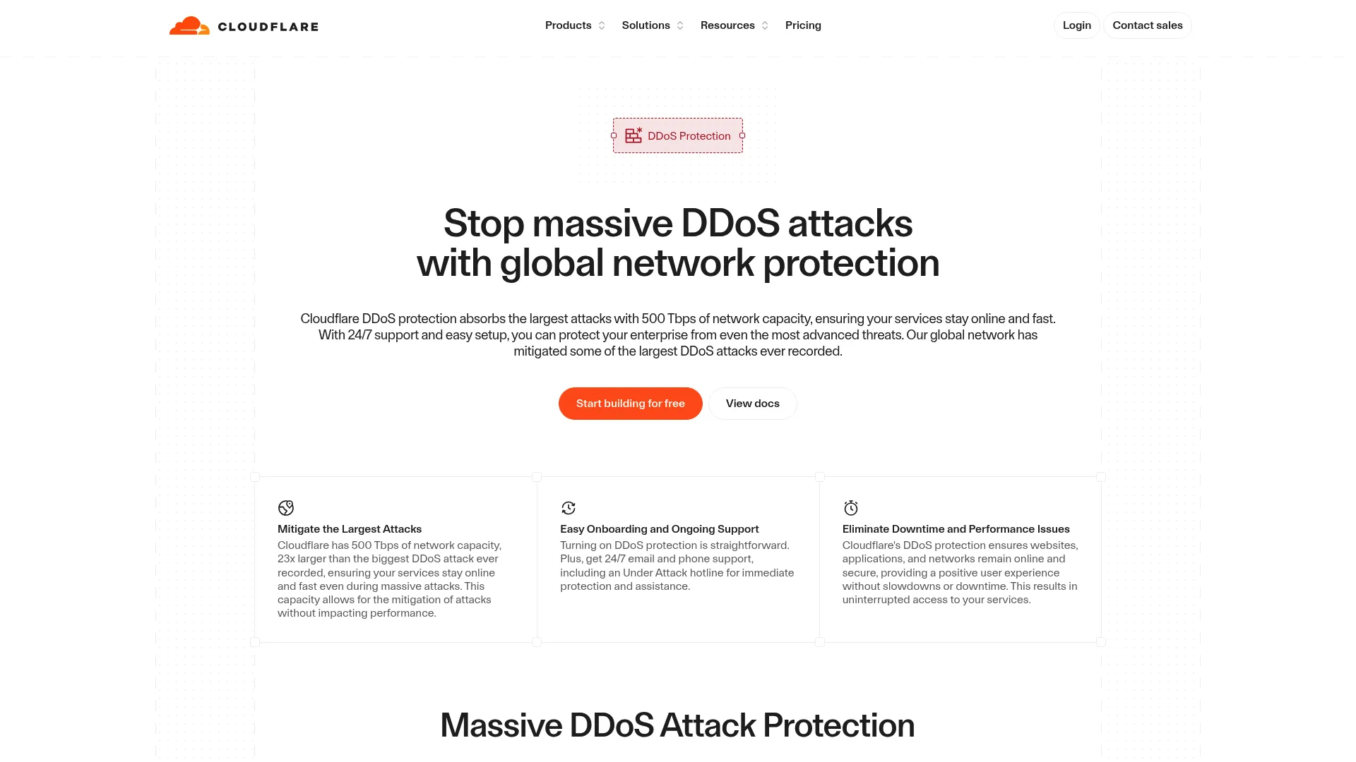 Cloudflare DDoS Protection product page