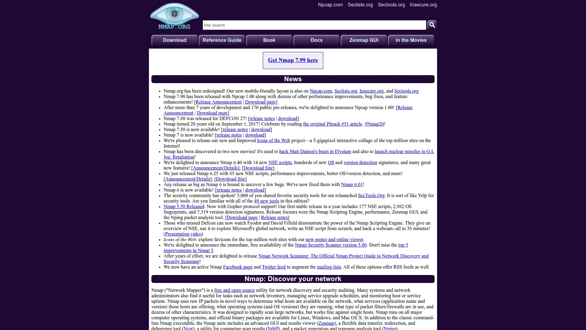 Nmap open-source network discovery and scanning command output