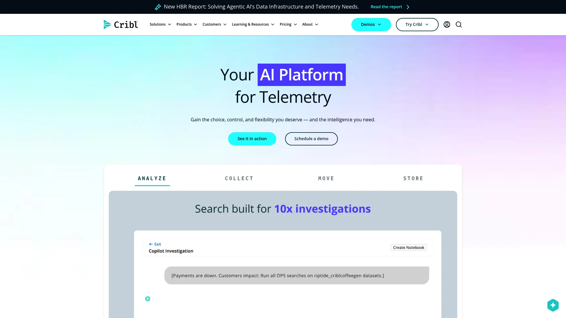 Cribl telemetry data pipeline and routing interface