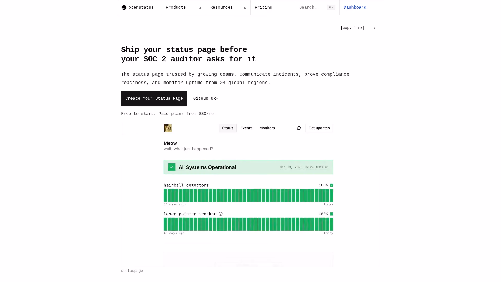 openstatus open-source status page software