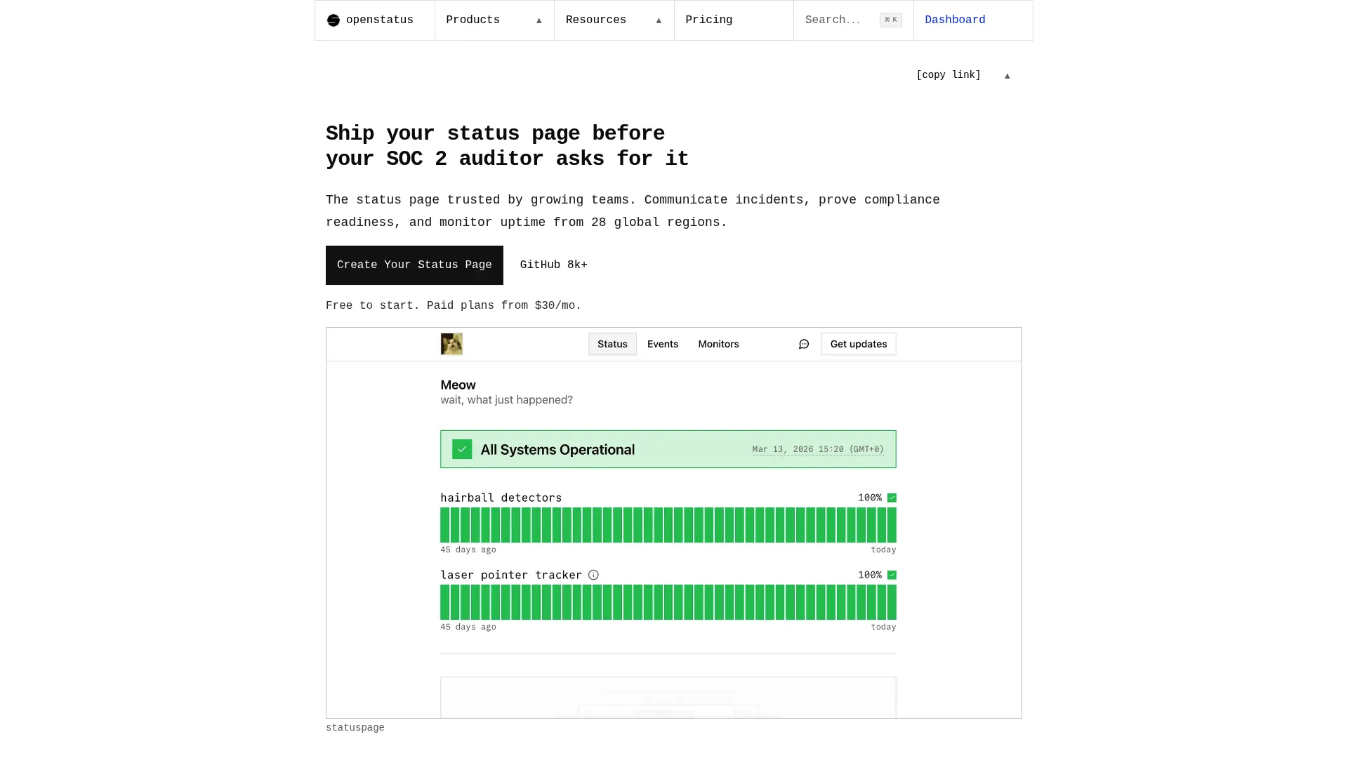openstatus open-source status page software
