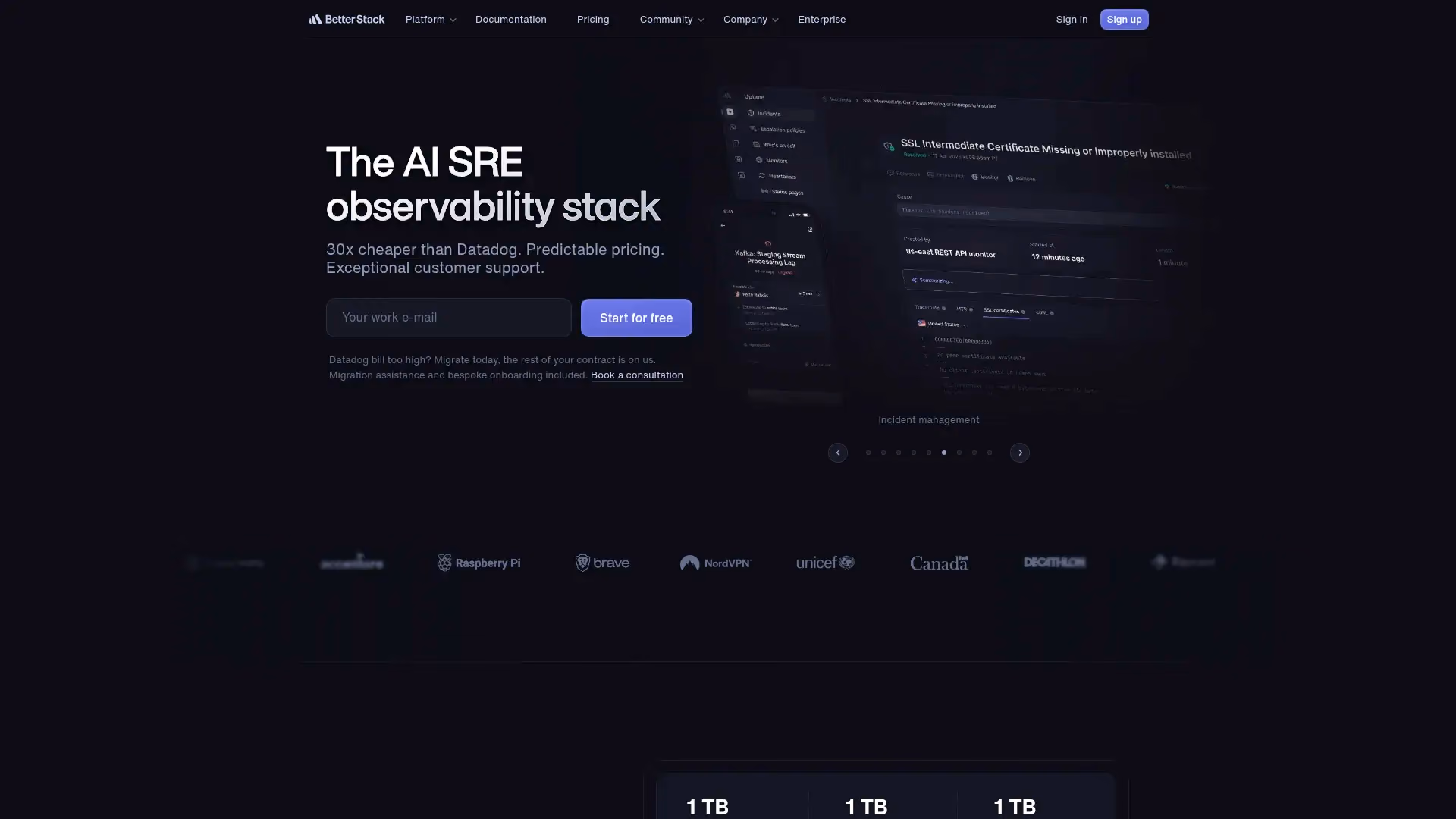 Better Stack observability and status page software