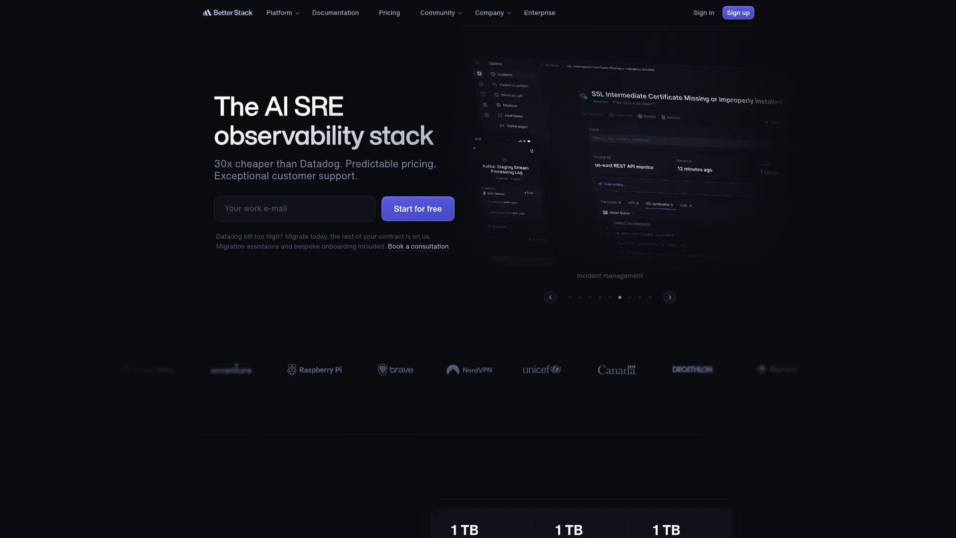 Better Stack observability and status page software