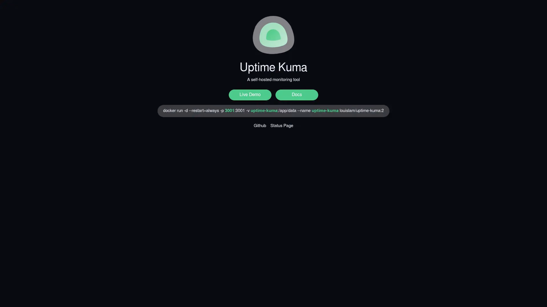 Uptime Kuma self-hosted status page software