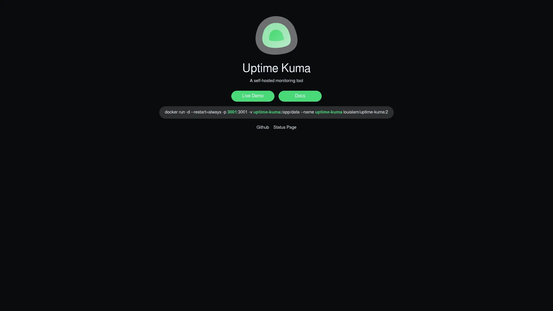 Uptime Kuma self-hosted status page software