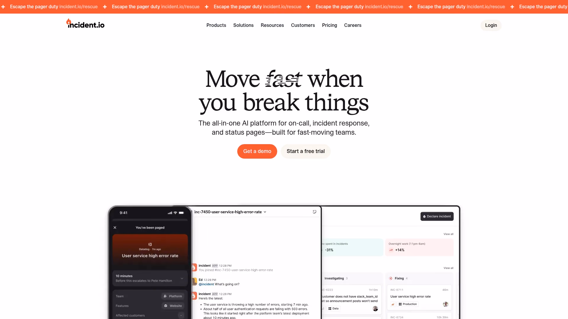 incident.io incident management and status page software