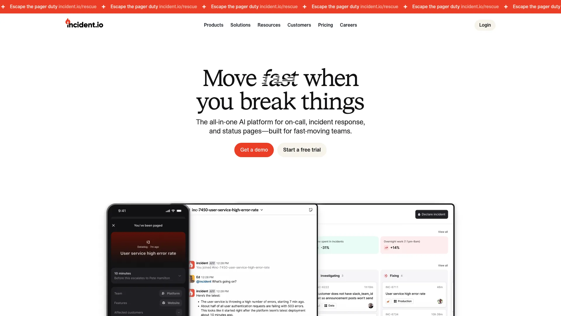 incident.io incident management and status page software