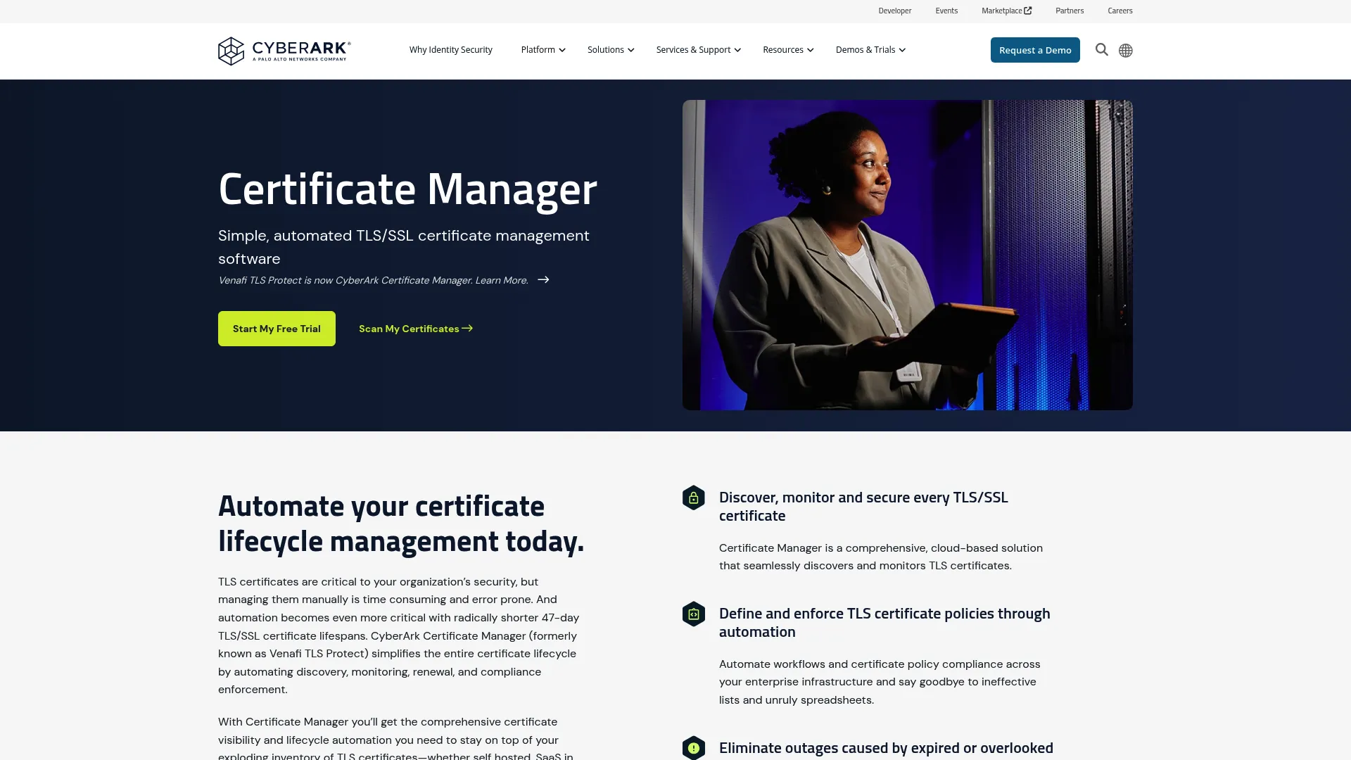 CyberArk Certificate Manager interface