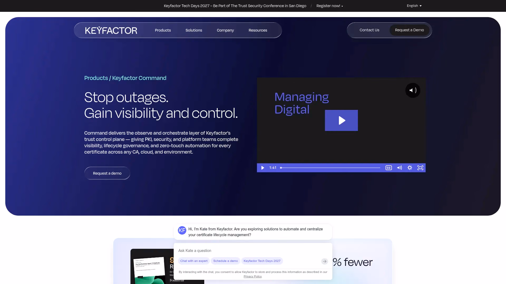 Keyfactor Command dashboard