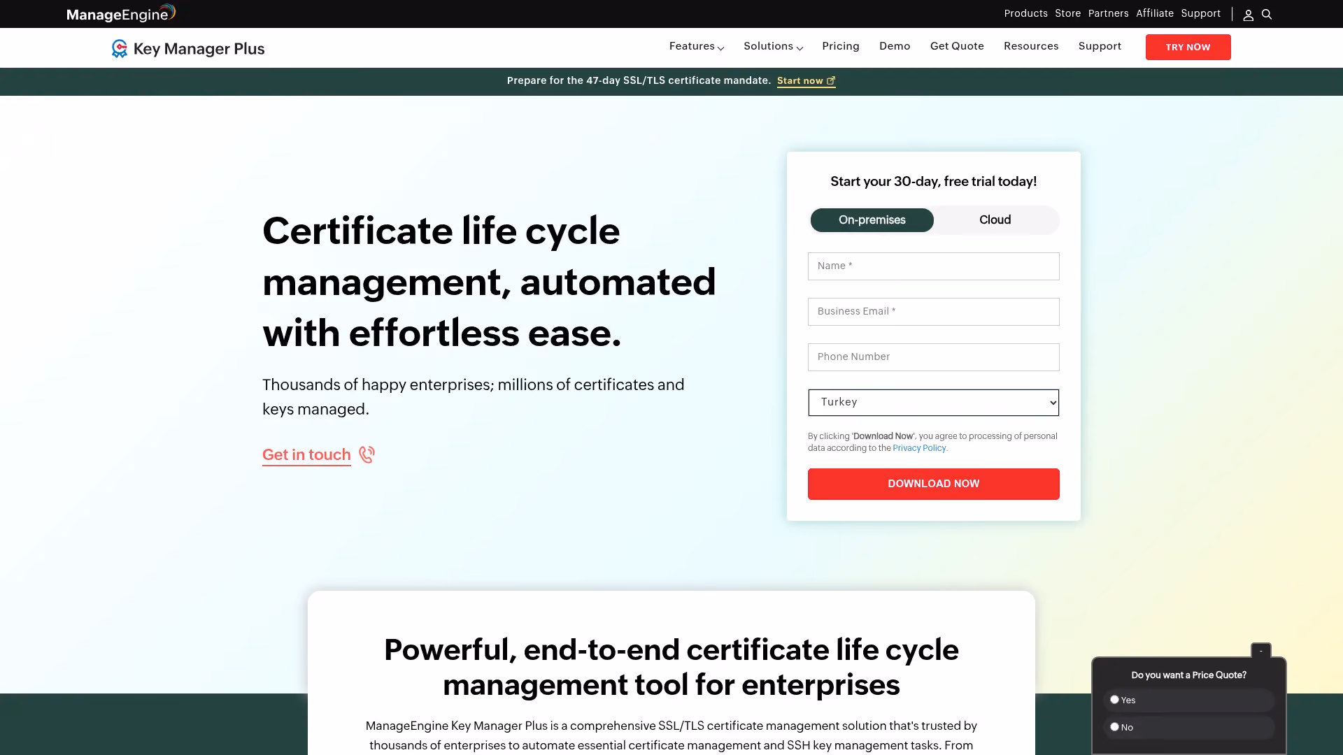 ManageEngine Key Manager Plus interface