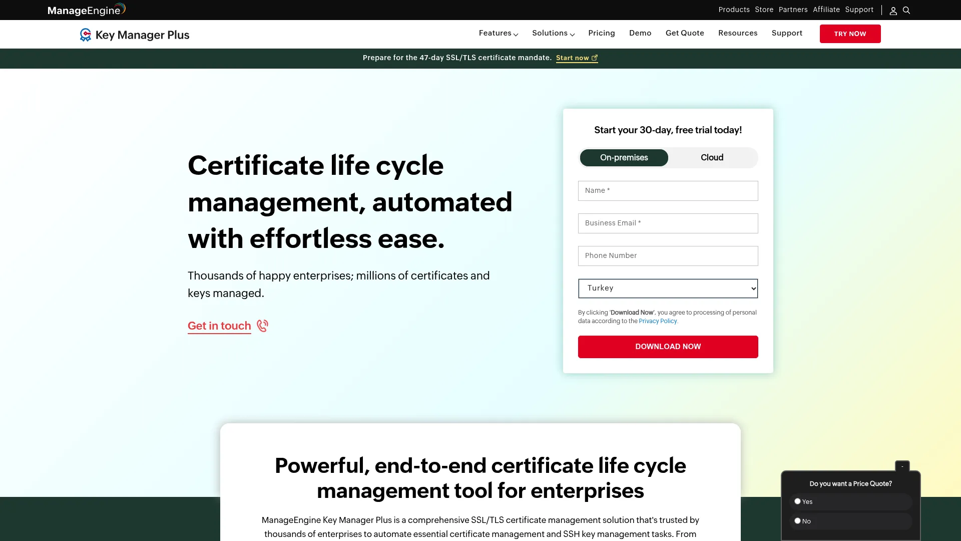 ManageEngine Key Manager Plus interface