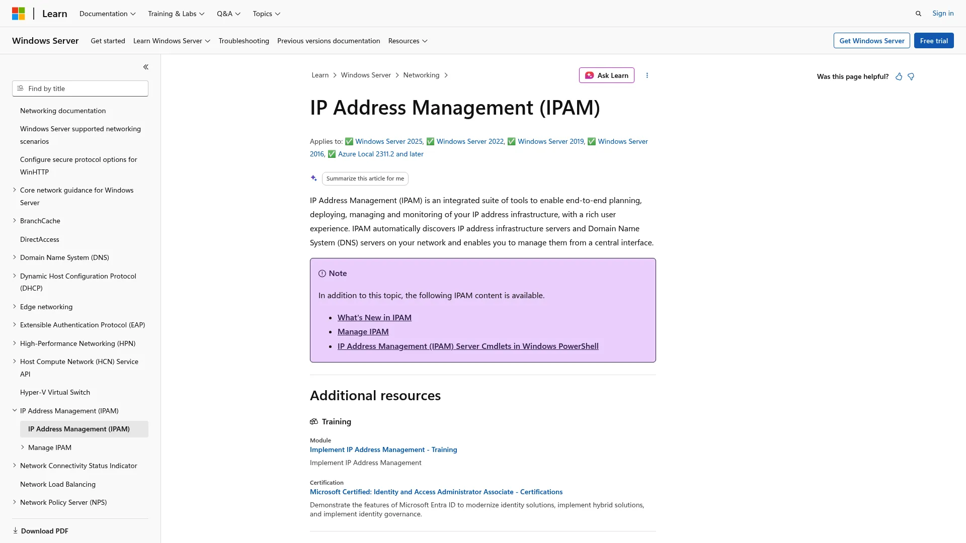 Microsoft IPAM