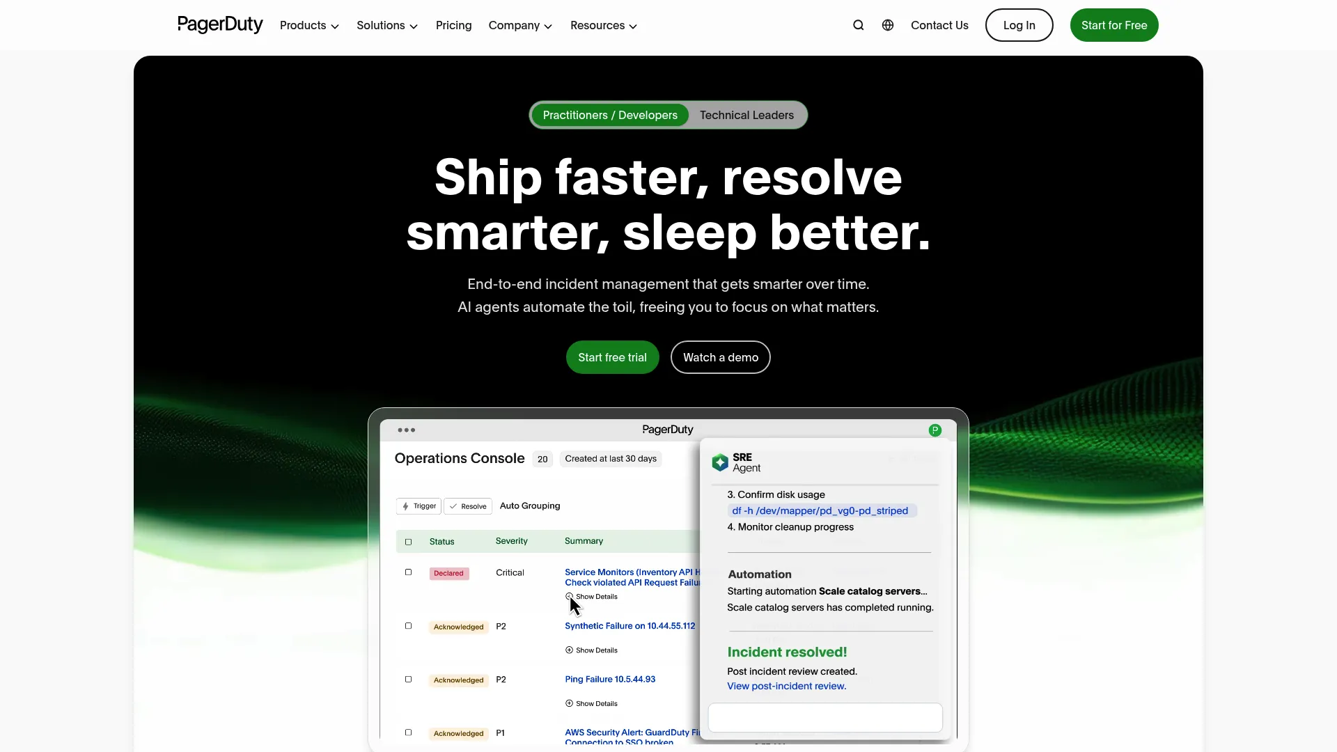 PagerDuty incident response and automation platform