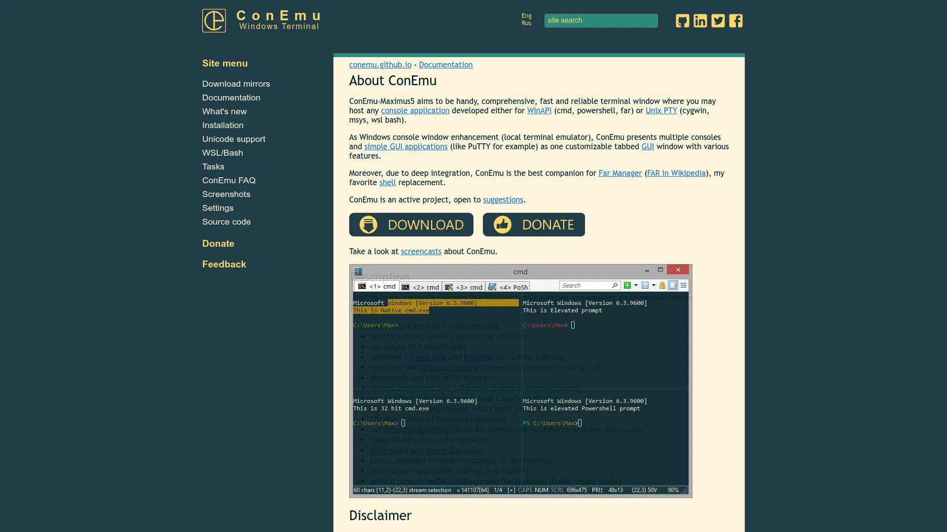 ConEmu console emulator homepage