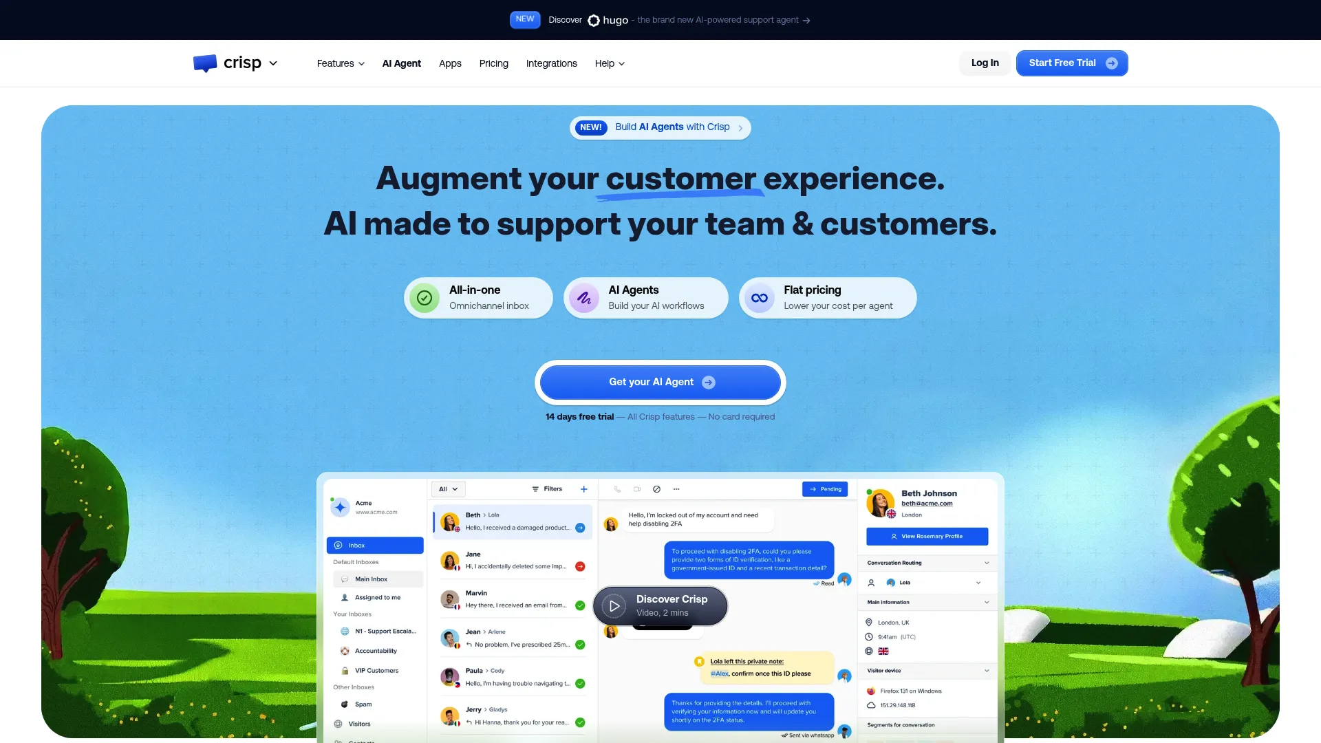 Crisp omnichannel customer support inbox