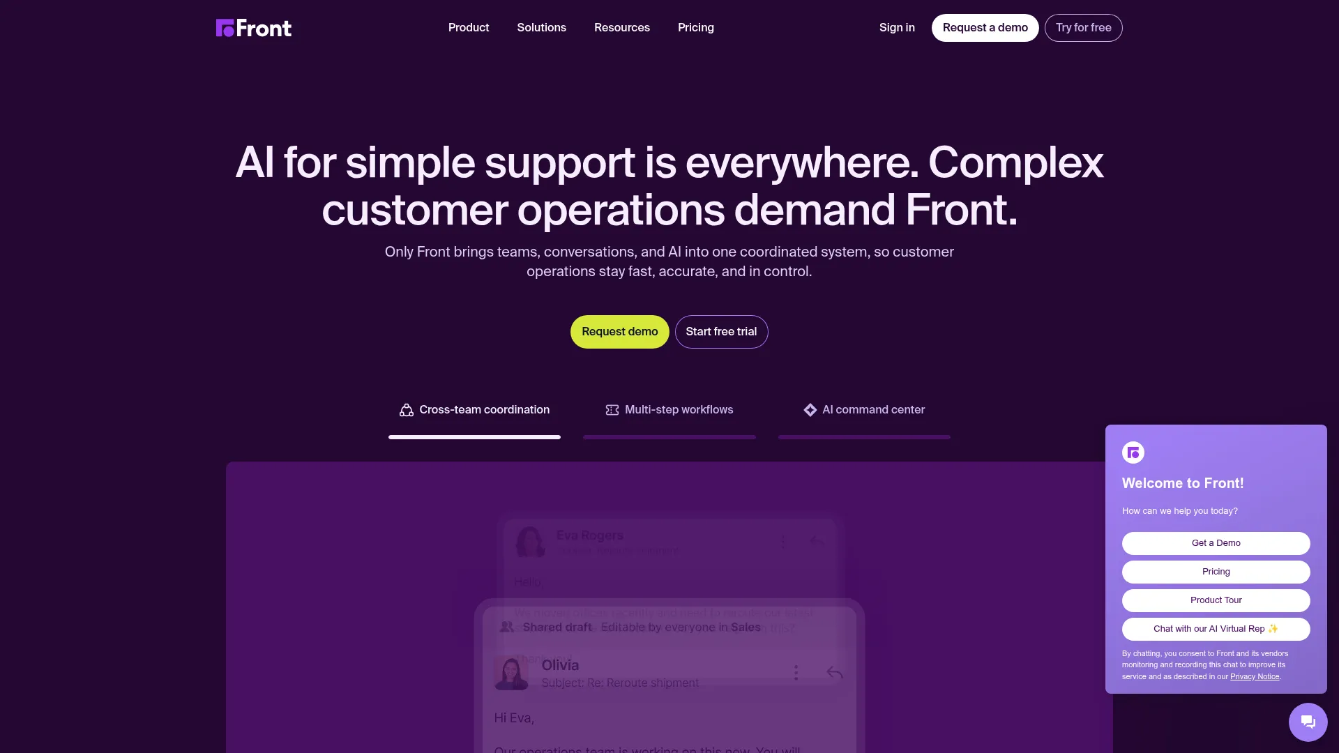 Front shared inbox and customer messaging platform