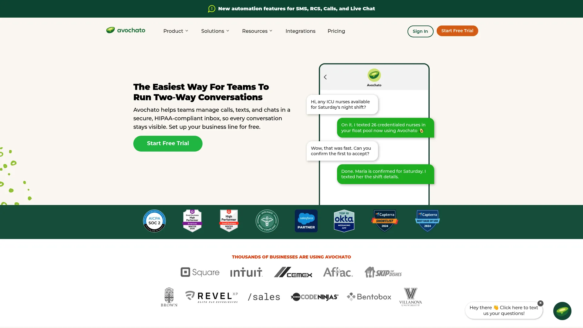 Avochato SMS-first business messaging