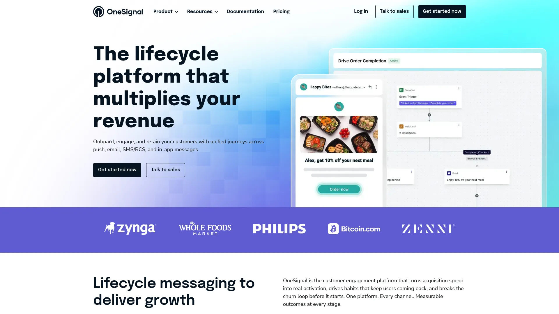OneSignal omnichannel messaging homepage