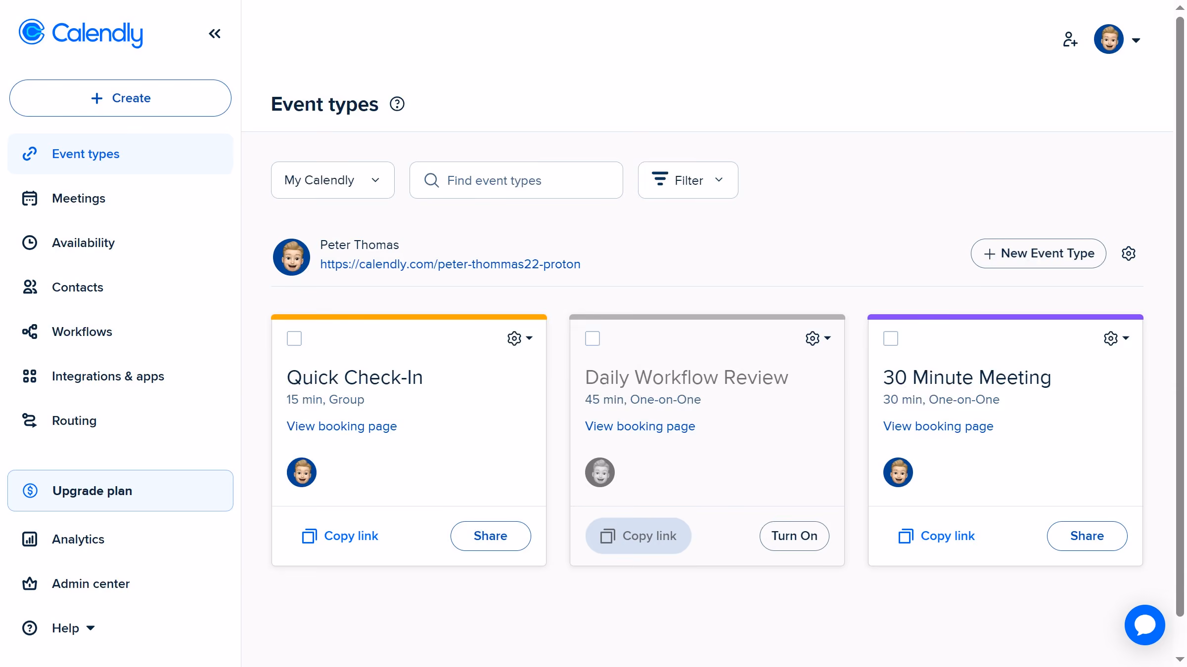 How to activate an event type in Calendly