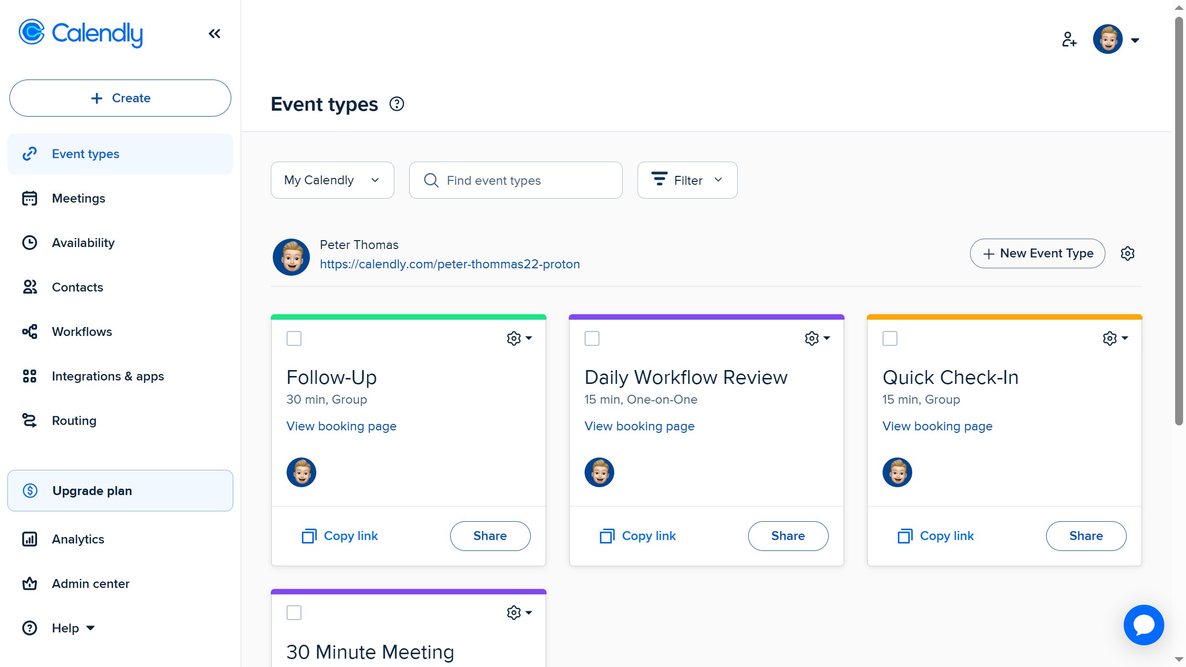How to delete an event type in Calendly