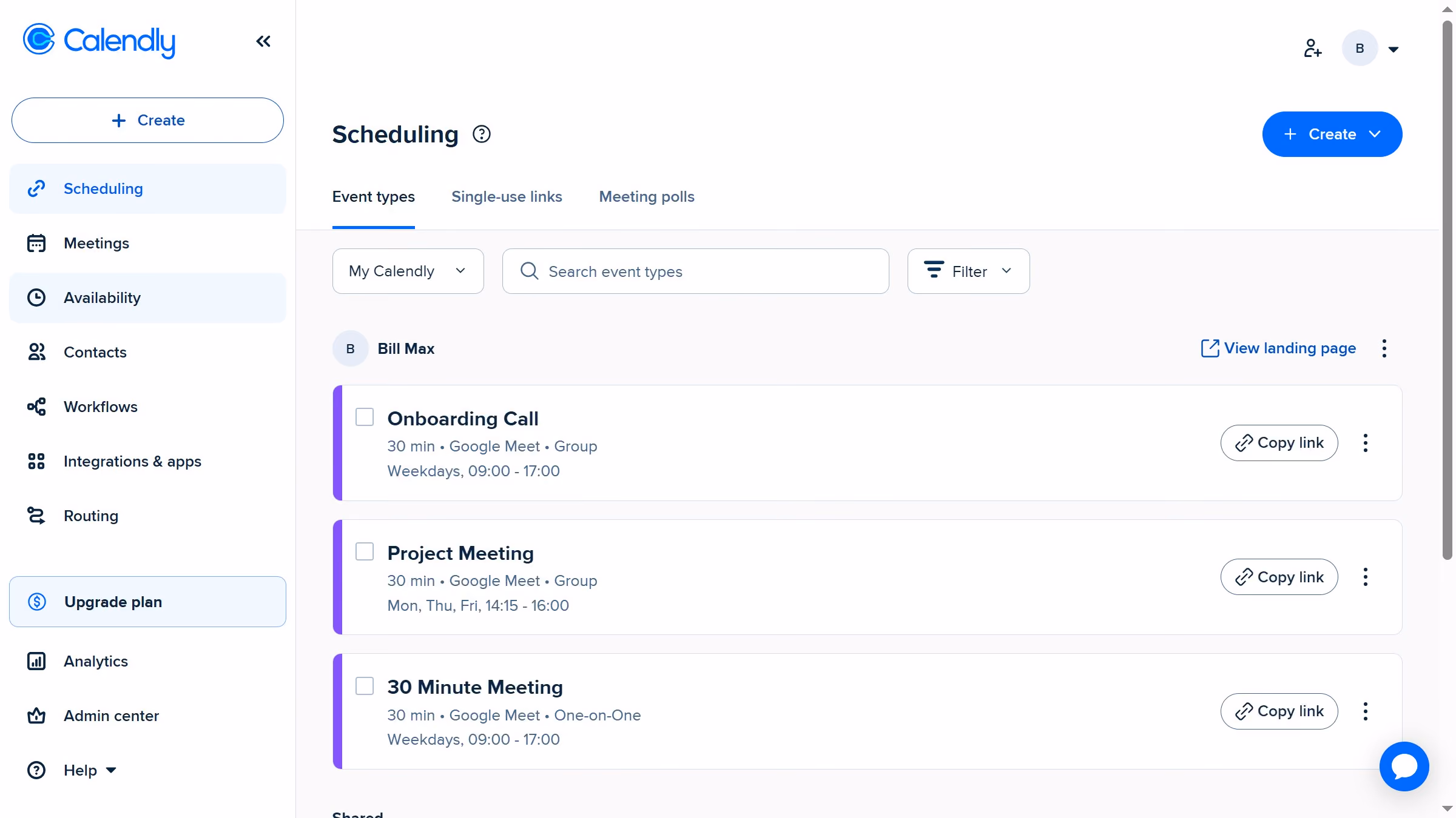 How to create a new availability schedule in Calendly
