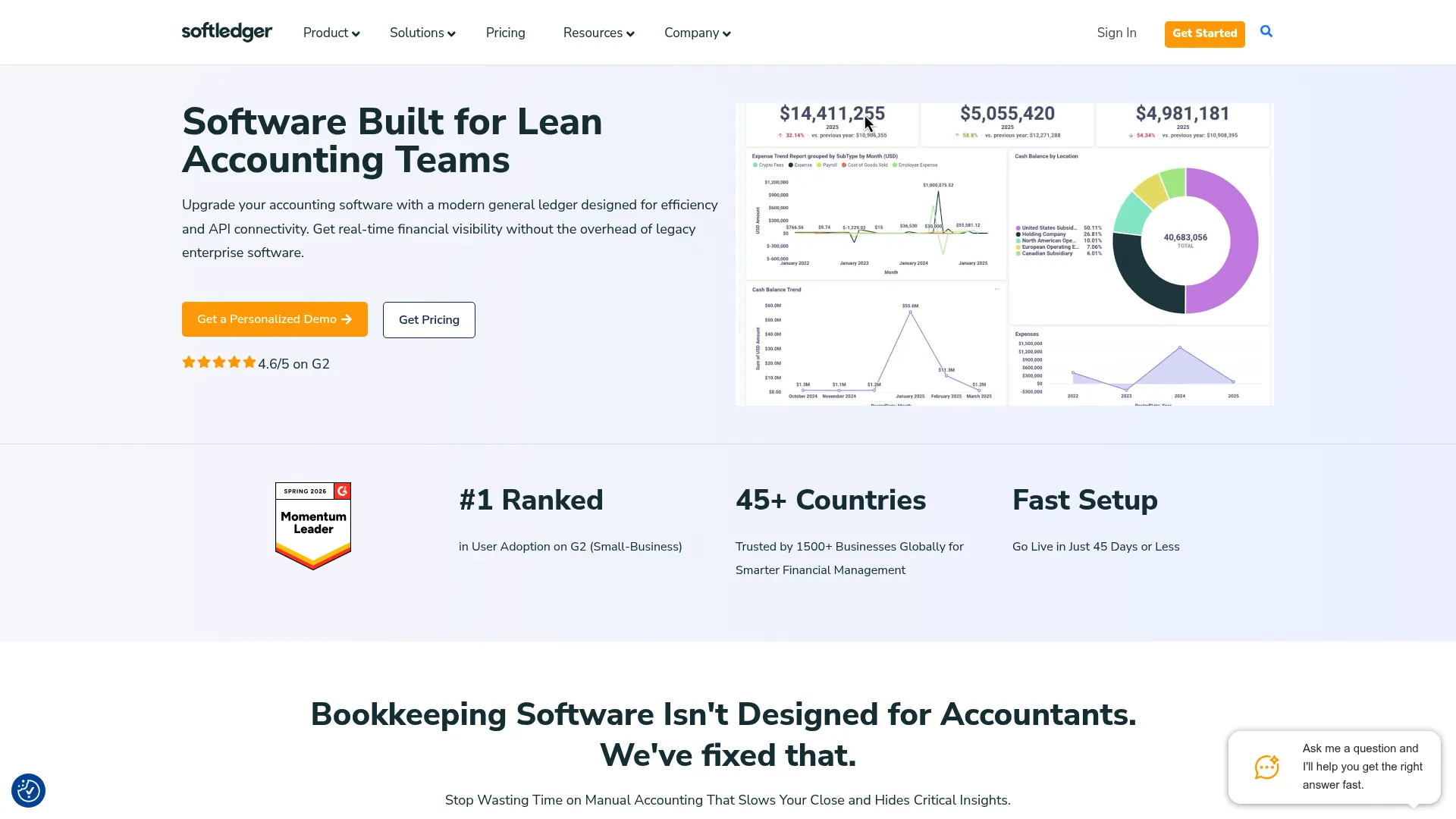 SoftLedger general ledger software interface