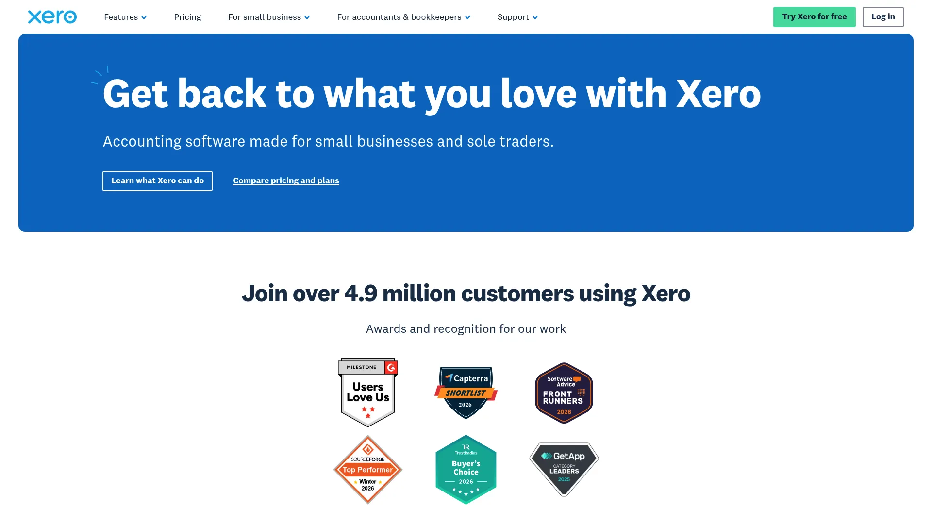 Xero general ledger software dashboard