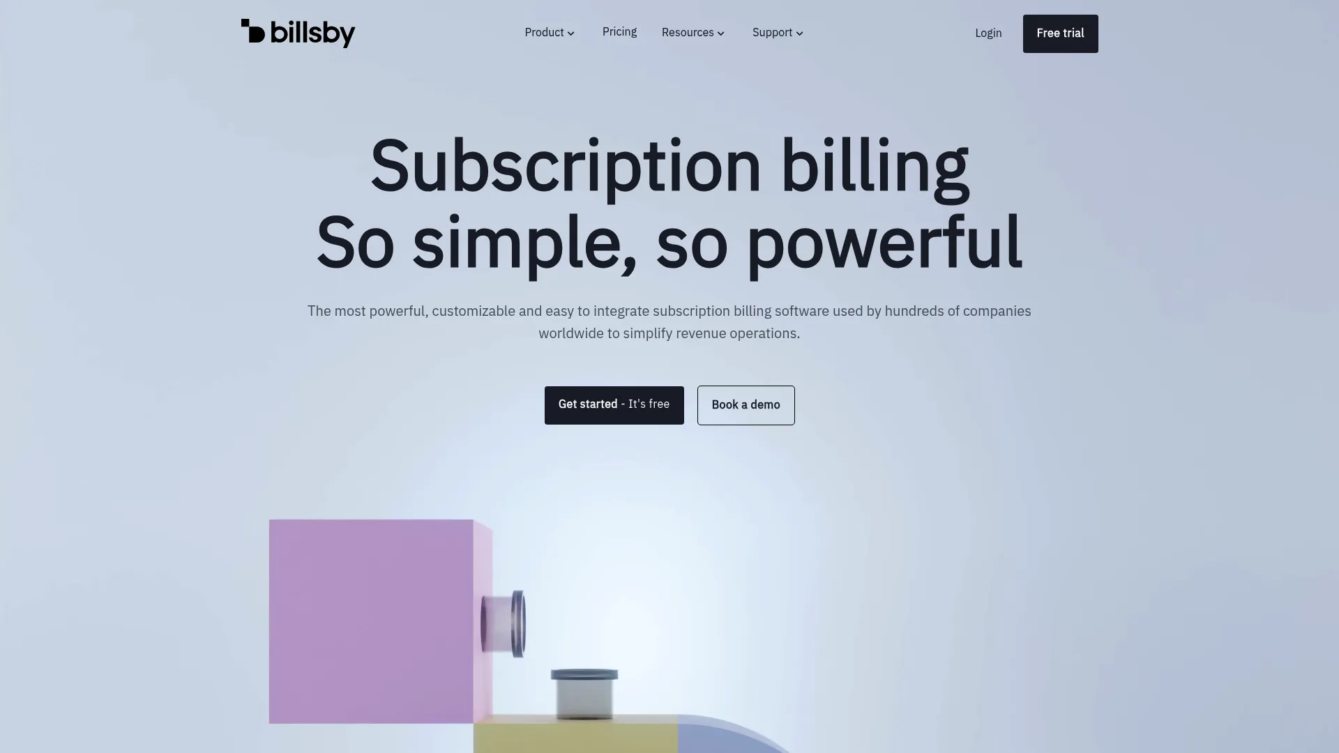 Billsby subscription billing software homepage