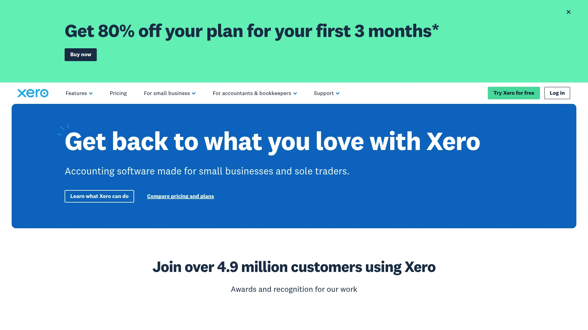 Xero cloud accounting software homepage