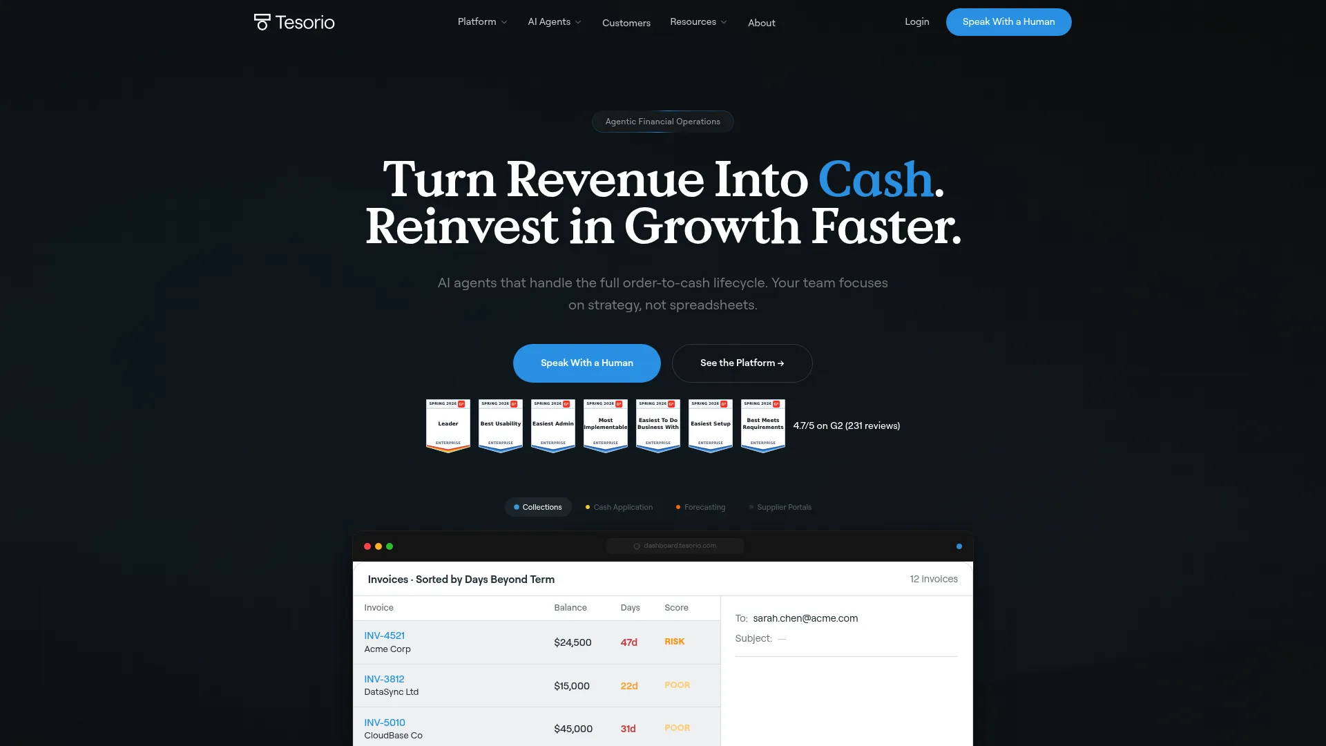Tesorio AI-powered order-to-cash and cash forecasting platform