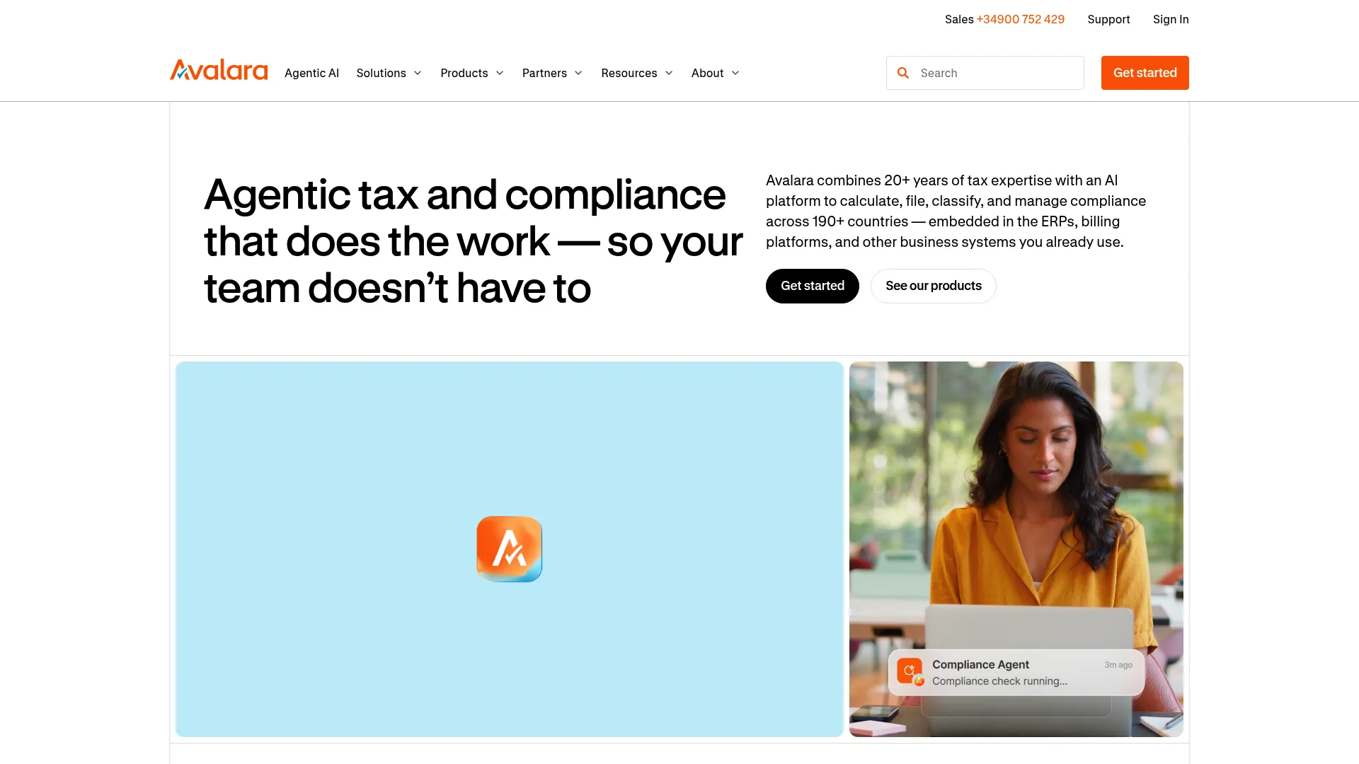 Avalara tax compliance software homepage