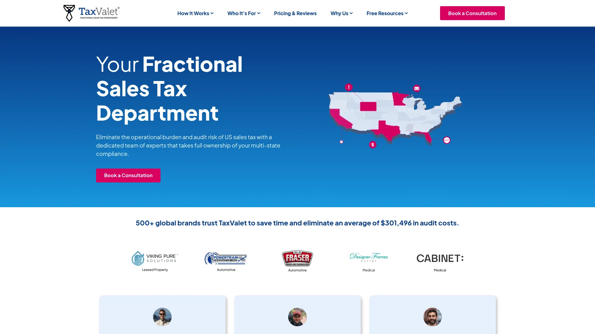 TaxValet managed sales tax service homepage