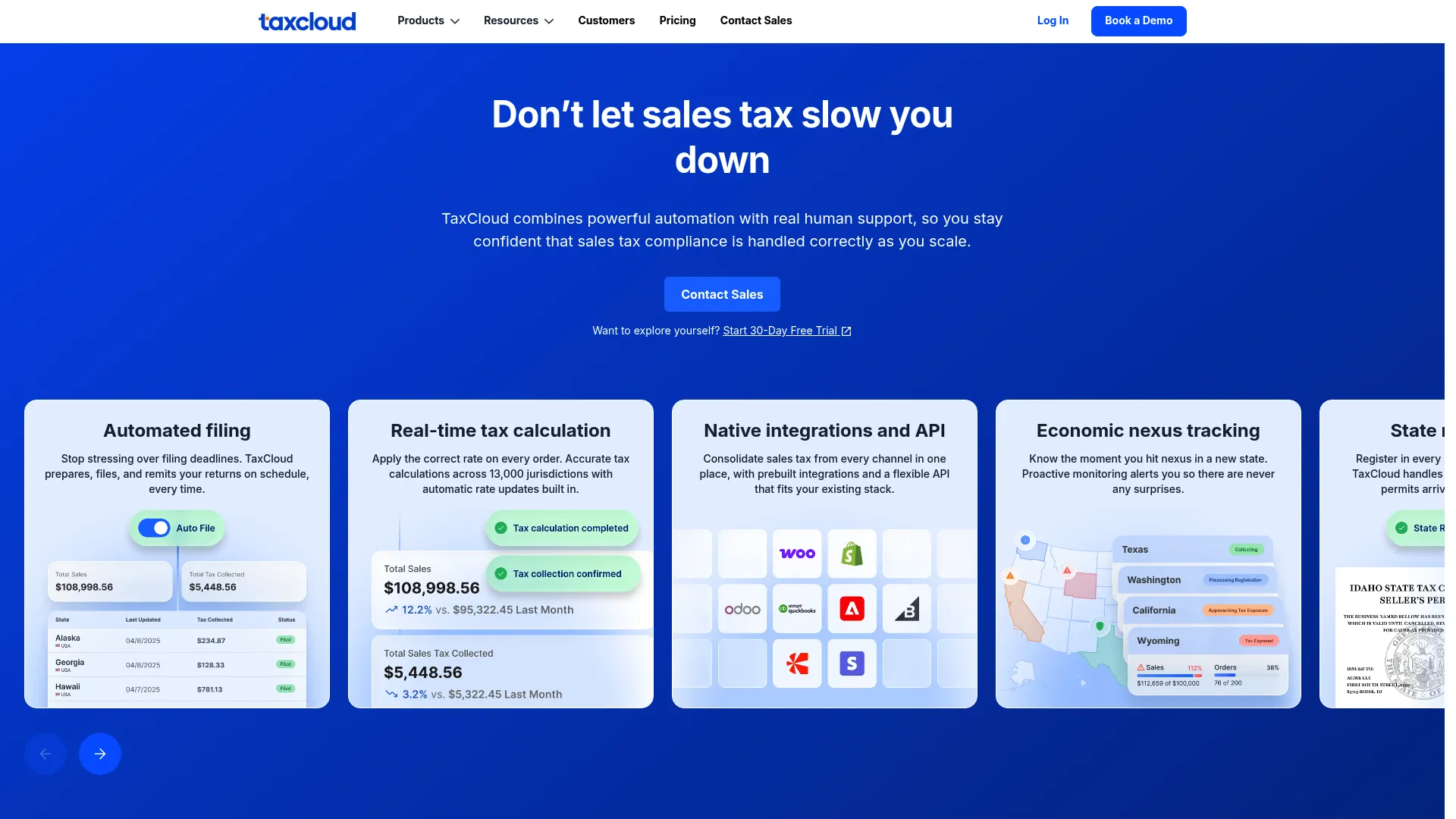 TaxCloud sales tax compliance homepage