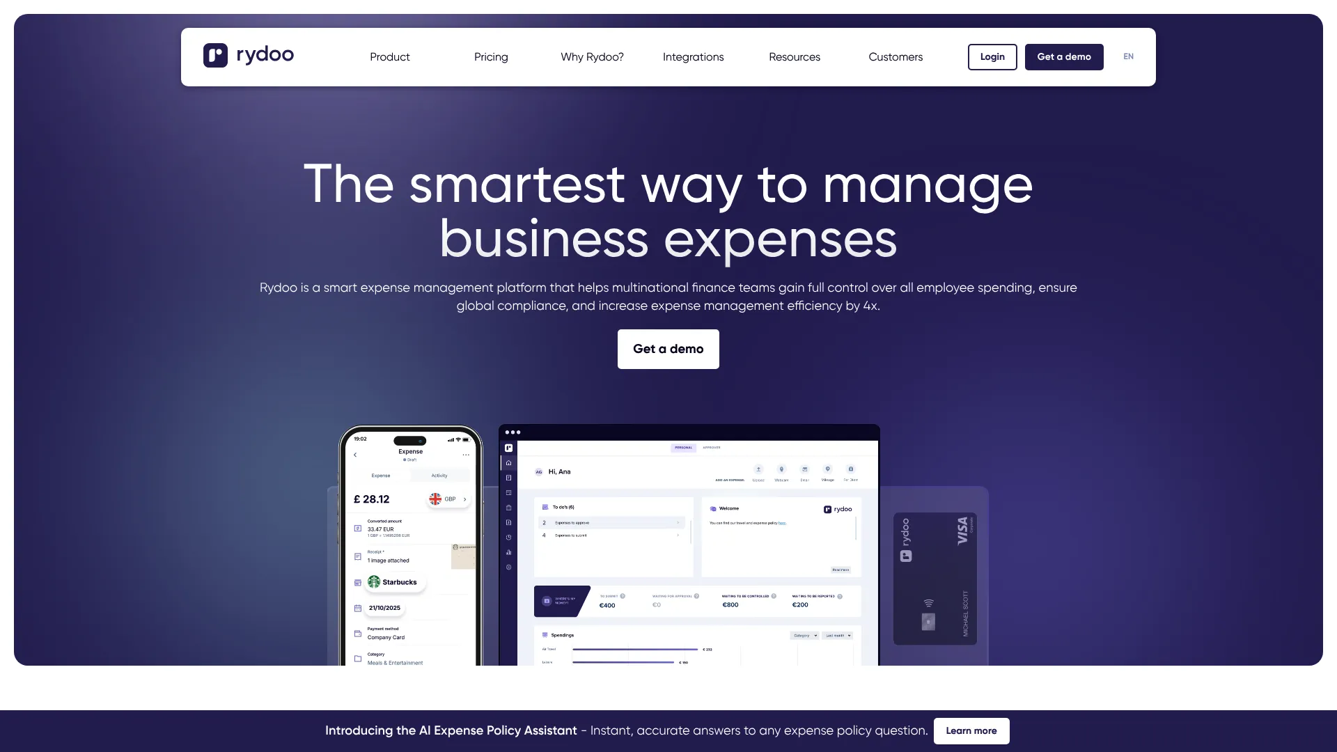 Rydoo expense management software screenshot