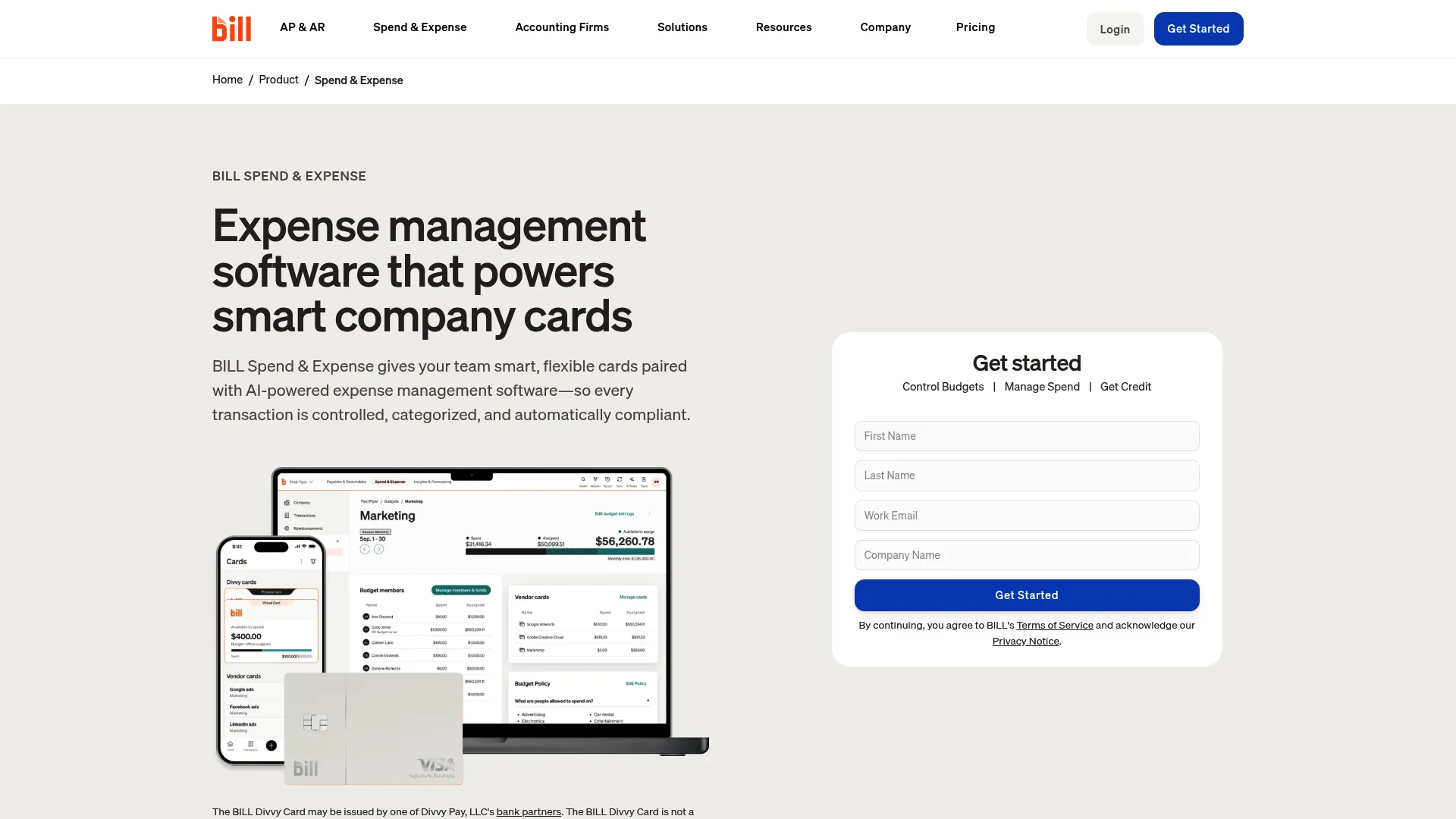 BILL Spend and Expense software screenshot