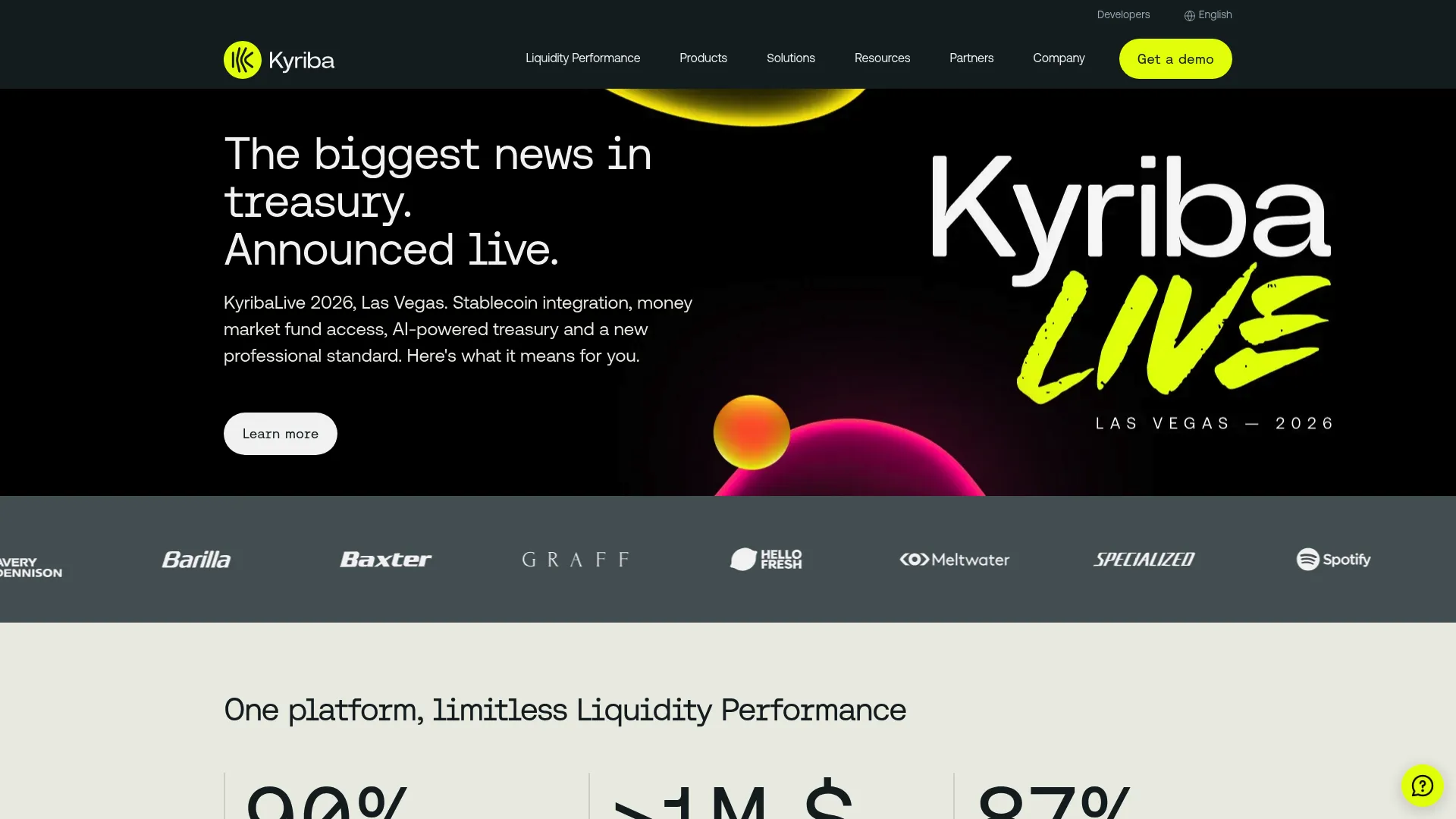 Kyriba treasury management software homepage
