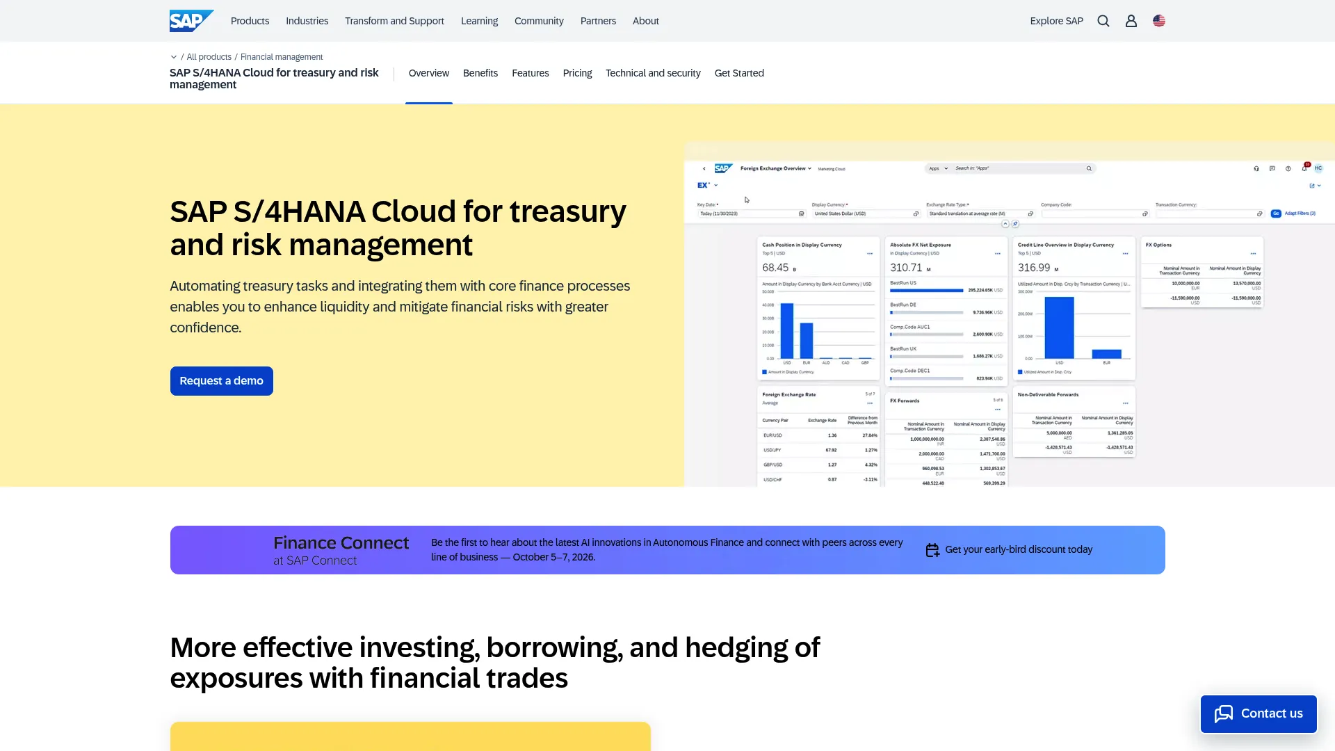 SAP Treasury and Risk Management product page