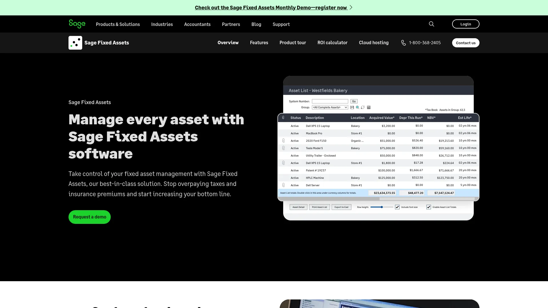 Sage Fixed Assets depreciation software interface