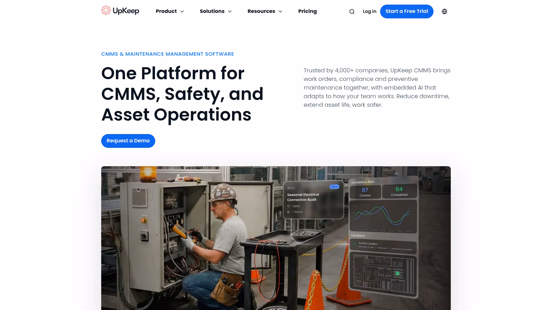 UpKeep work order management software homepage