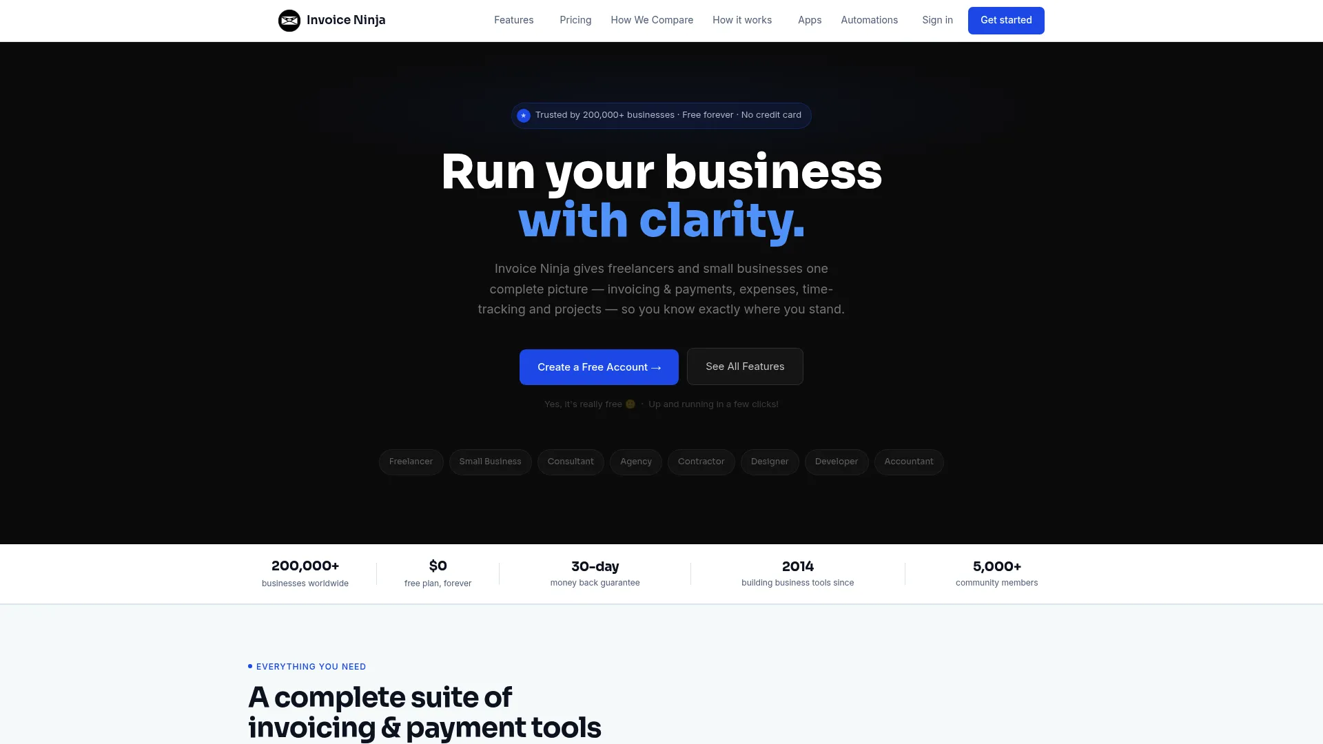 Invoice Ninja invoicing and billing platform
