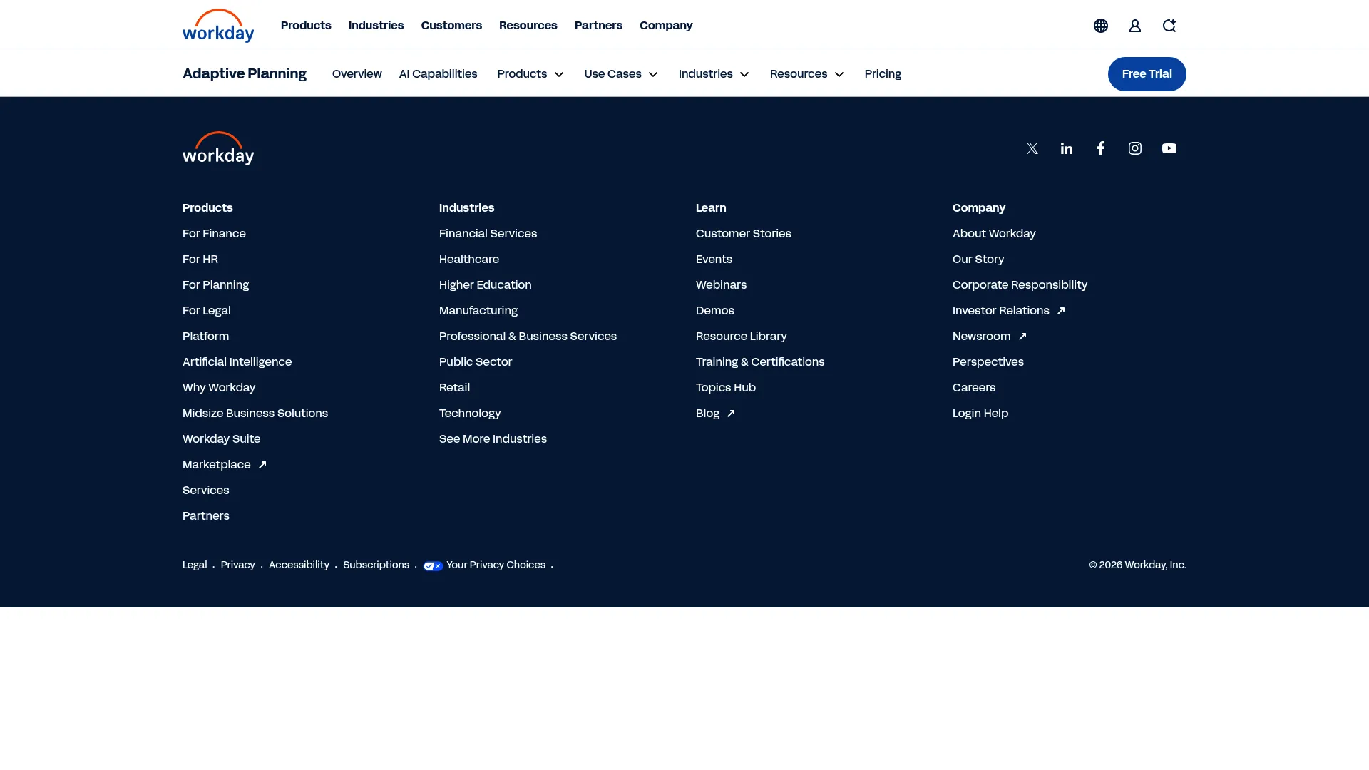 Workday Adaptive Planning enterprise FP&A software homepage