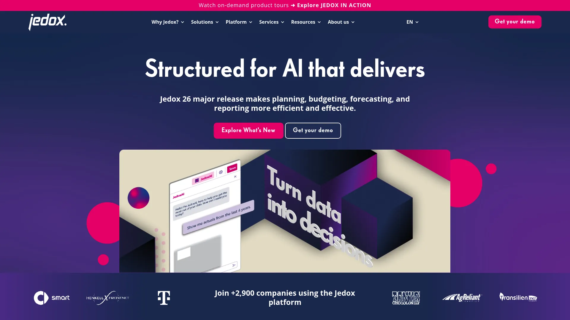 Jedox FP&A and performance management software homepage