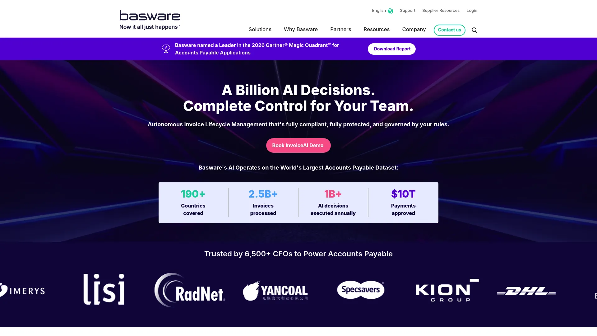 Basware AP automation and invoice lifecycle software homepage
