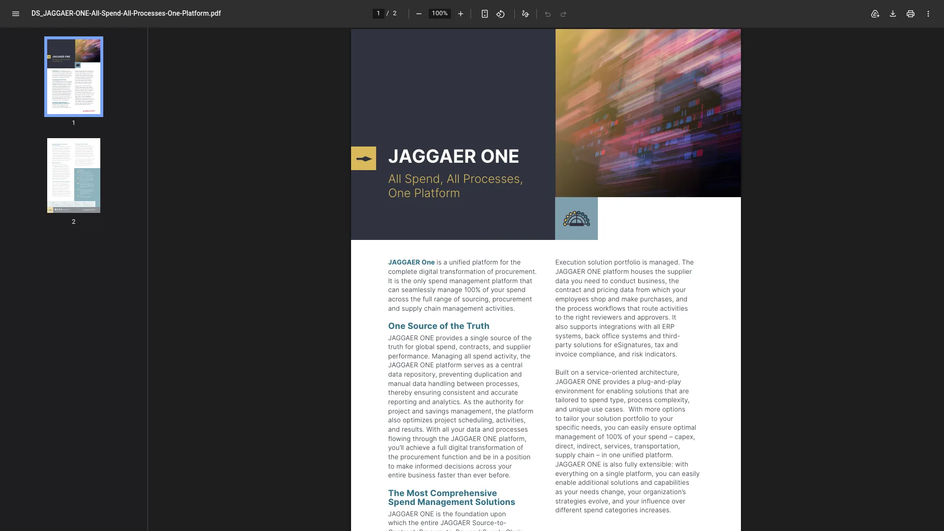 JAGGAER ONE source-to-pay procurement platform homepage