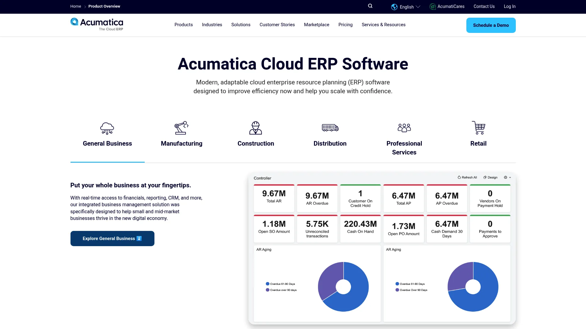 Acumatica Cloud ERP product interface
