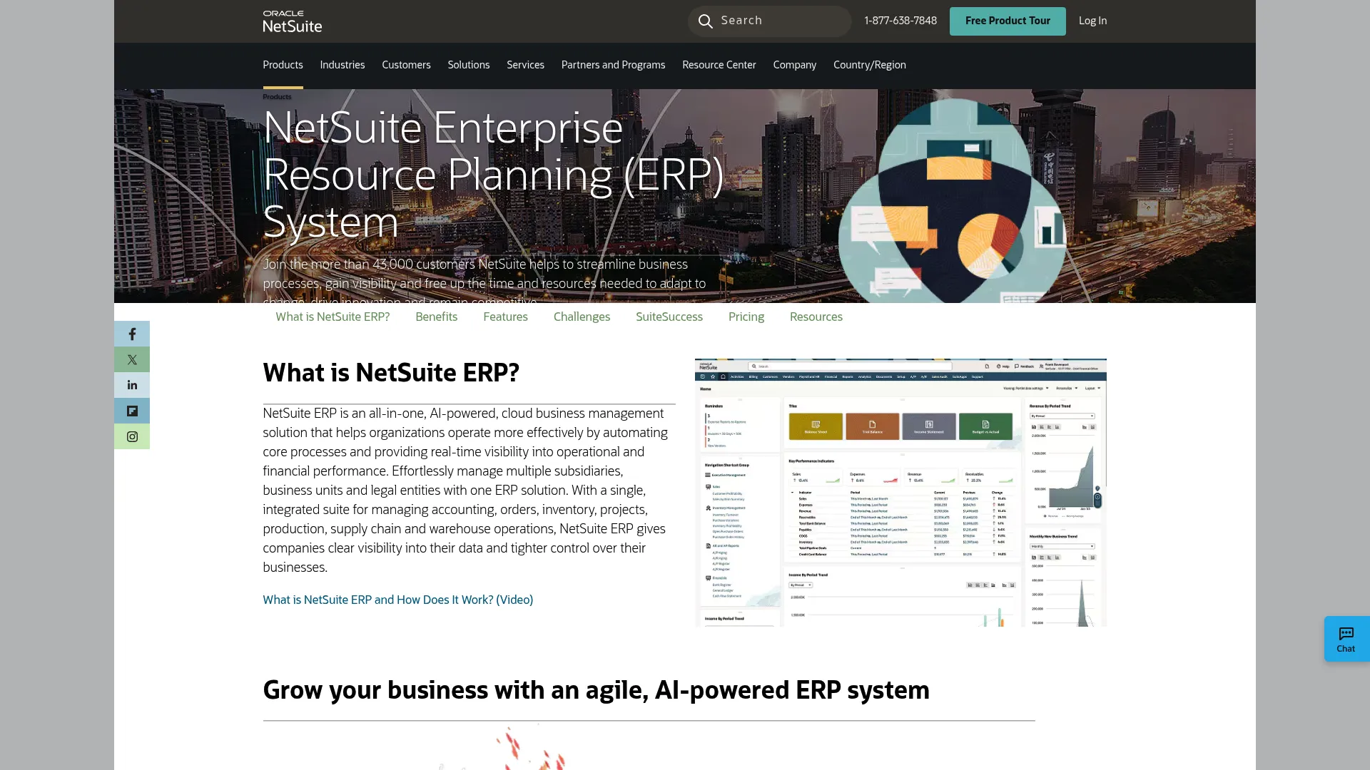 Oracle NetSuite ERP product interface