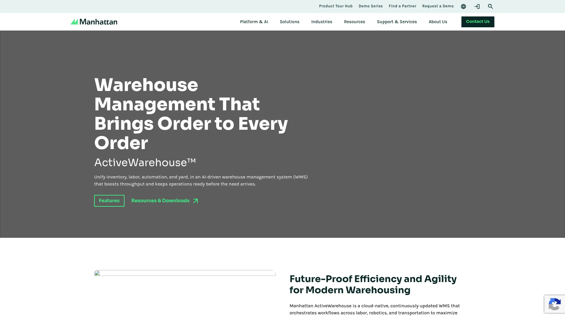 Manhattan Active Warehouse Management product page