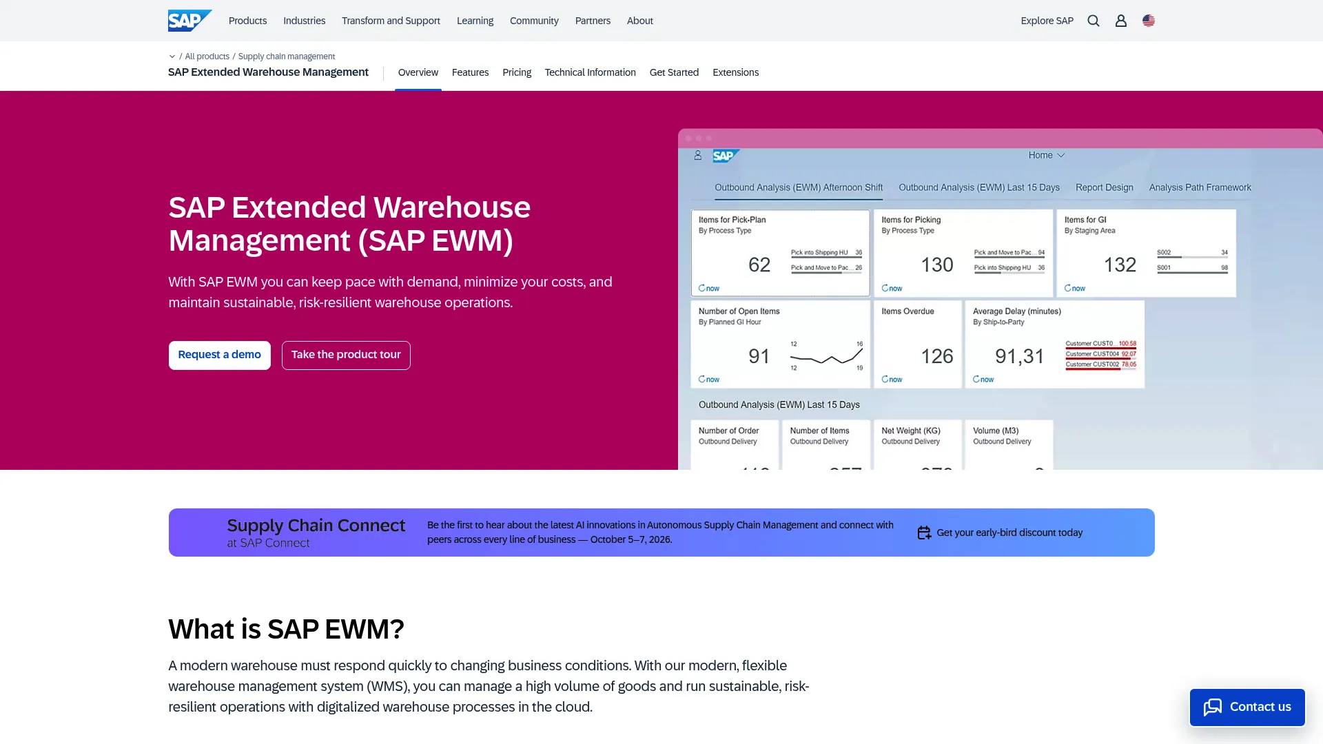 SAP Extended Warehouse Management product page